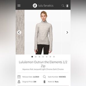 Lululemon outrun the elements 1/2 zip size 10